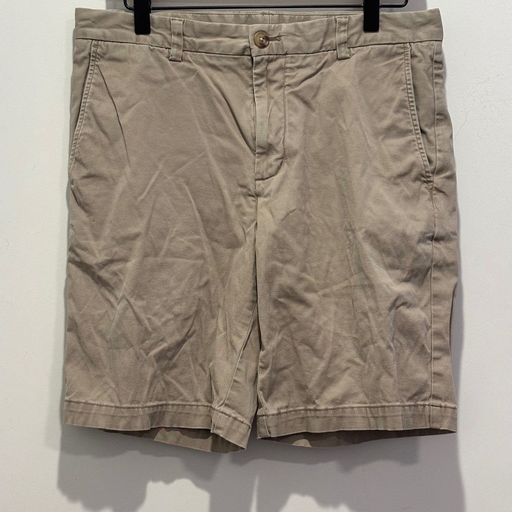 Vineyard Vines Mens Breaker Shorts Khaki Tan Chino Stretch Size 32 8.5 Inseam